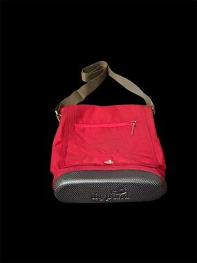 Lilypond Red Canvas Crossbody Messenger Bag with Hard Bottom